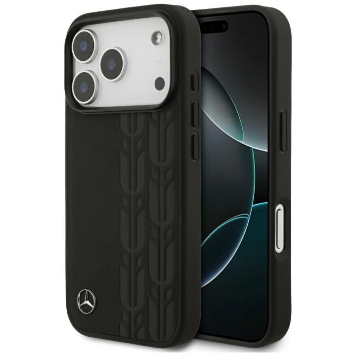 Telefono dėklas iPhone 17 Pro juodas oda su MagSafe Mercedes