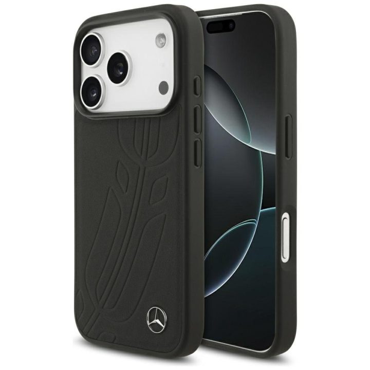 Telefono dėklas iPhone 17 Pro juodas oda Mercedes