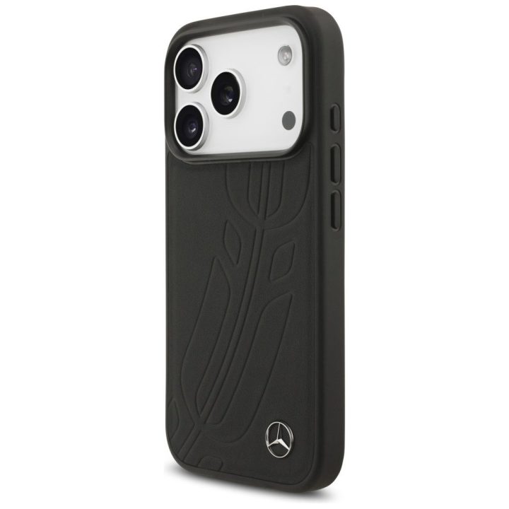 Telefono dėklas iPhone 17 Pro juodas oda Mercedes