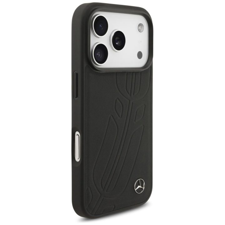 Telefono dėklas iPhone 17 Pro juodas oda Mercedes