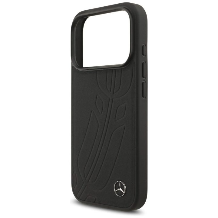 Telefono dėklas iPhone 17 Pro juodas oda Mercedes