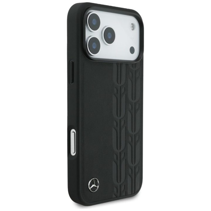 Telefono dėklas iPhone 17 Pro Max juodas odinis Mercedes