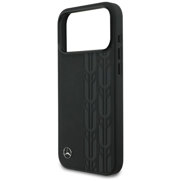 Telefono dėklas iPhone 17 Pro Max juodas odinis Mercedes