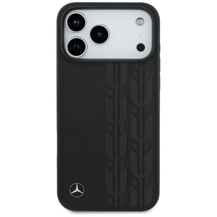 Telefono dėklas iPhone 17 Pro Max juodas odinis Mercedes