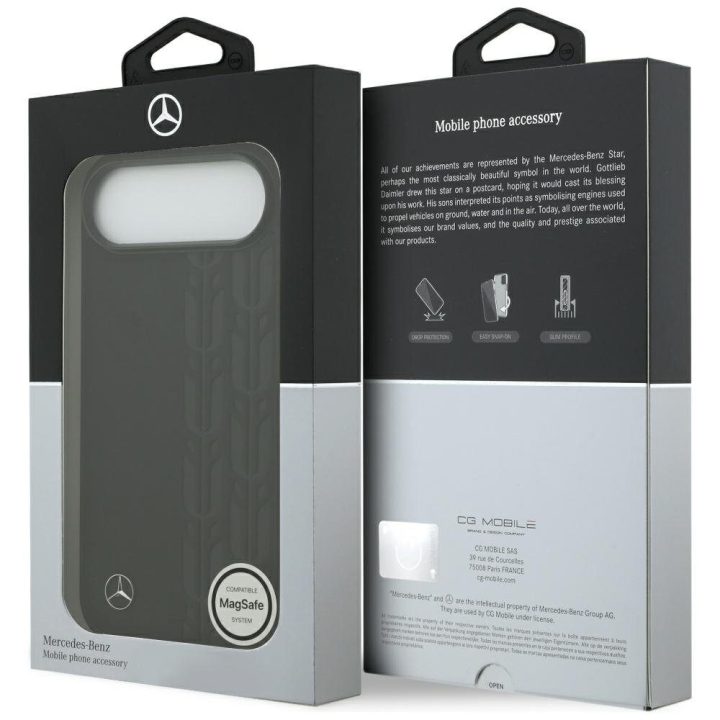 Telefono dėklas iPhone Air juodas odinis Mercedes