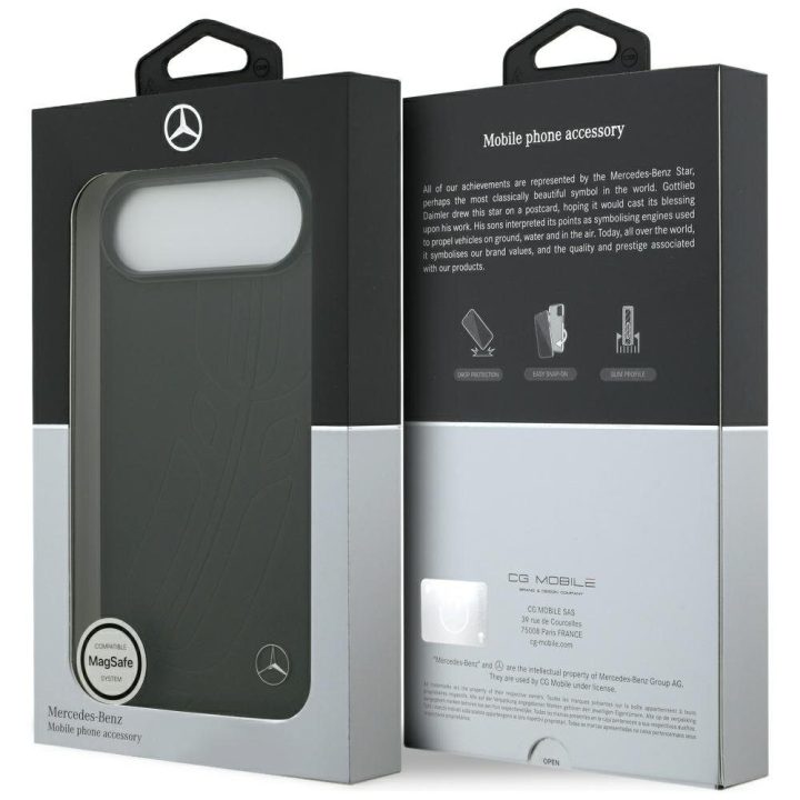 Telefono dėklas iPhone Air juodas odinis Mercedes