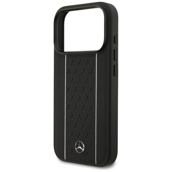 Telefono dėklas iPhone 17 Pro juodas odinis Mercedes