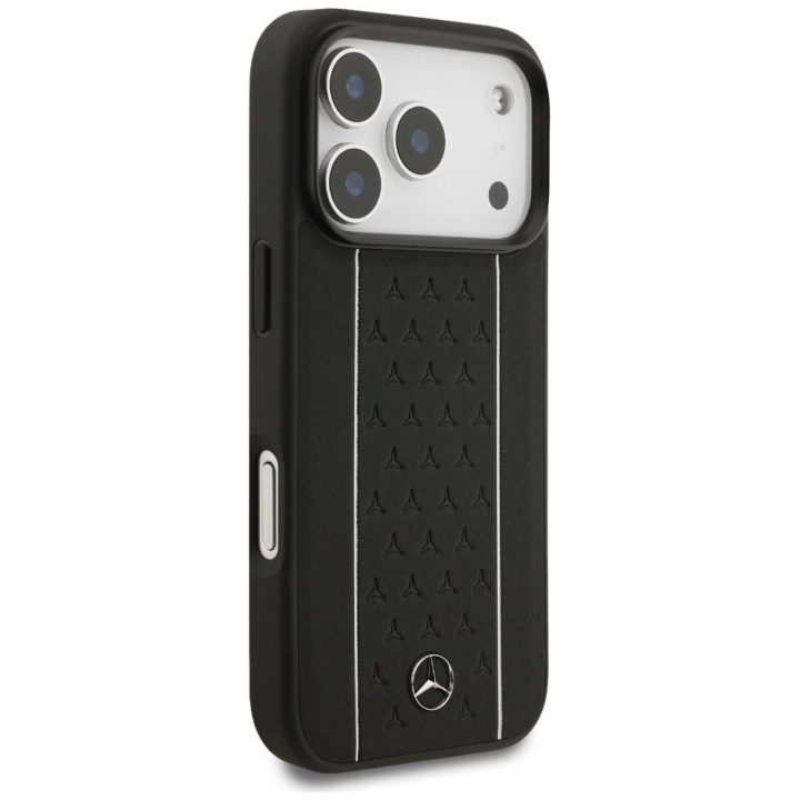 Telefono dėklas iPhone 17 Pro juodas odinis Mercedes
