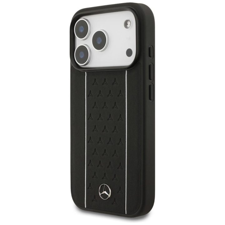 Telefono dėklas iPhone 17 Pro juodas odinis Mercedes