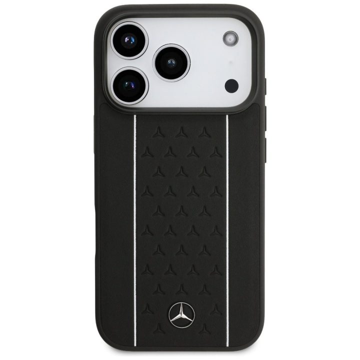Telefono dėklas iPhone 17 Pro juodas odinis Mercedes