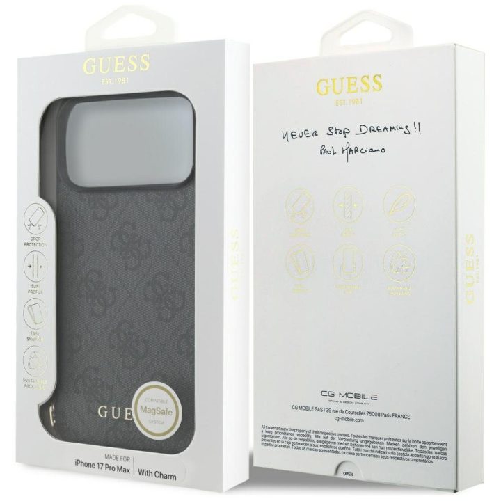 Telefono dėklas iPhone 17 Pro Max juodas su pakabuku Guess