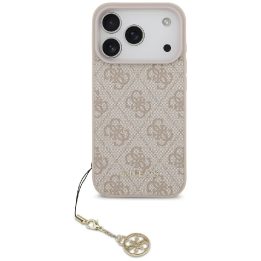 Telefono dėklas iPhone 17 Pro smėlio spalvos su pakabuku Guess