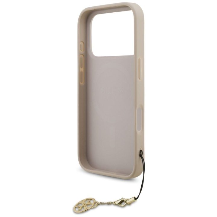 Telefono dėklas iPhone 17 Pro smėlio spalvos su pakabuku Guess