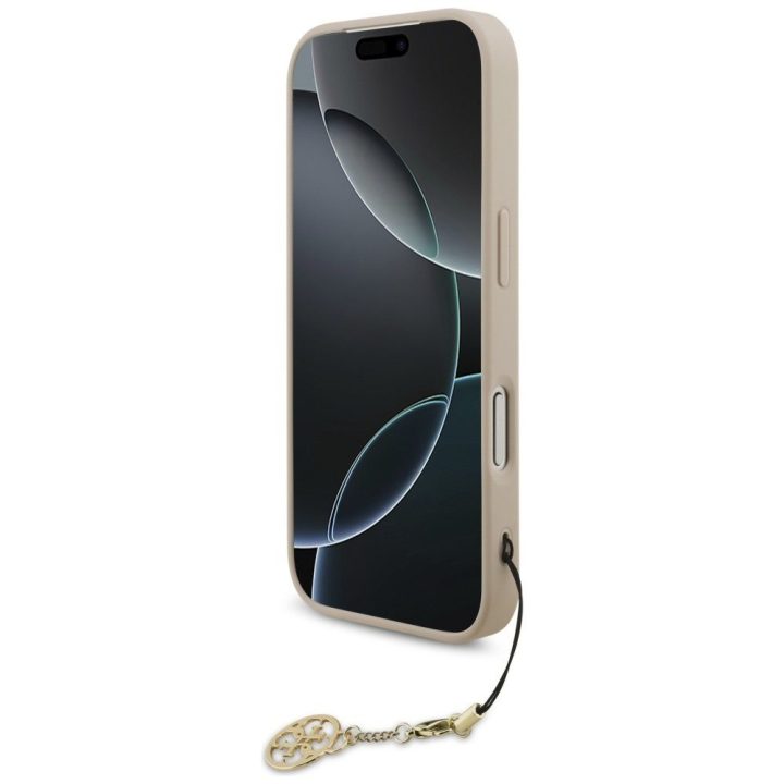 Telefono dėklas iPhone 17 Pro smėlio spalvos su pakabuku Guess