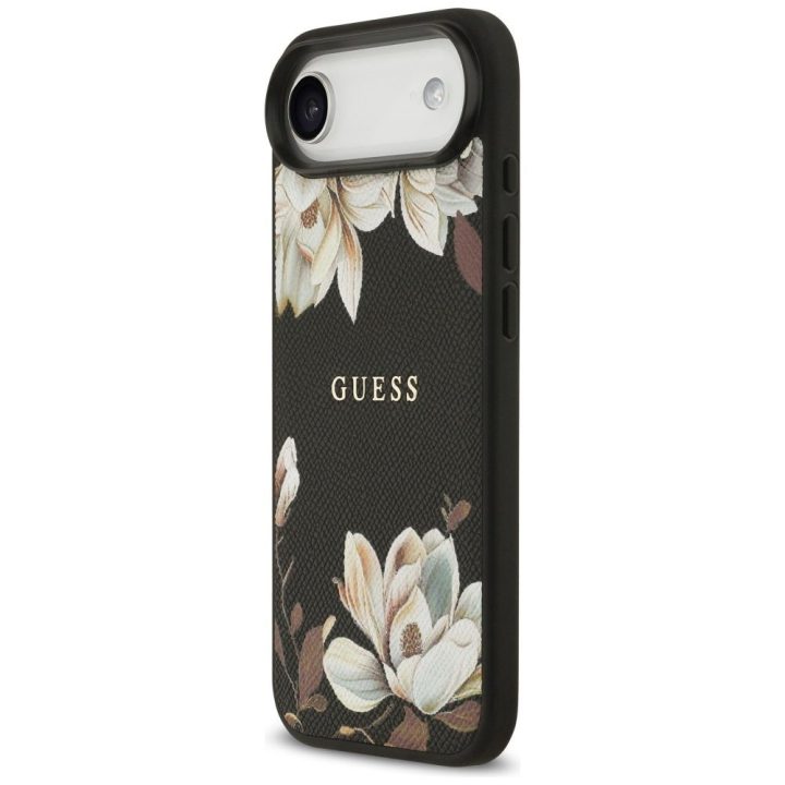 Telefono dėklas iPhone su gėlėmis juodas Guess