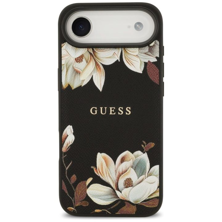 Telefono dėklas iPhone su gėlėmis juodas Guess