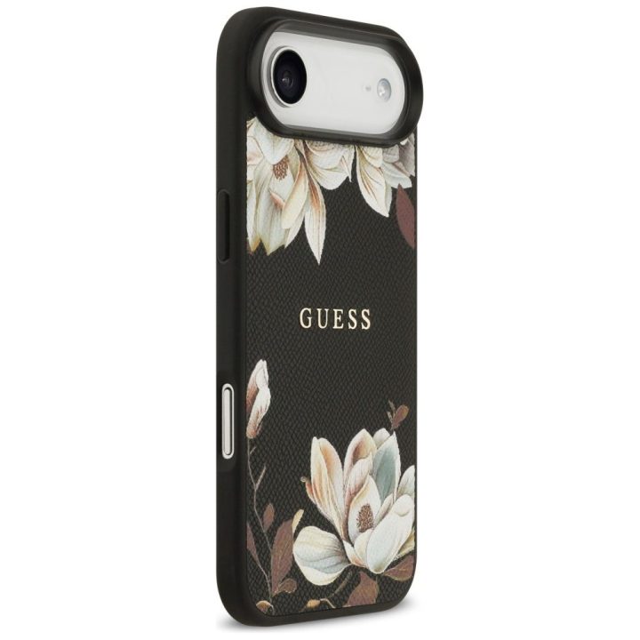 Telefono dėklas iPhone su gėlėmis juodas Guess