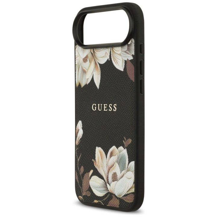 Telefono dėklas iPhone su gėlėmis juodas Guess