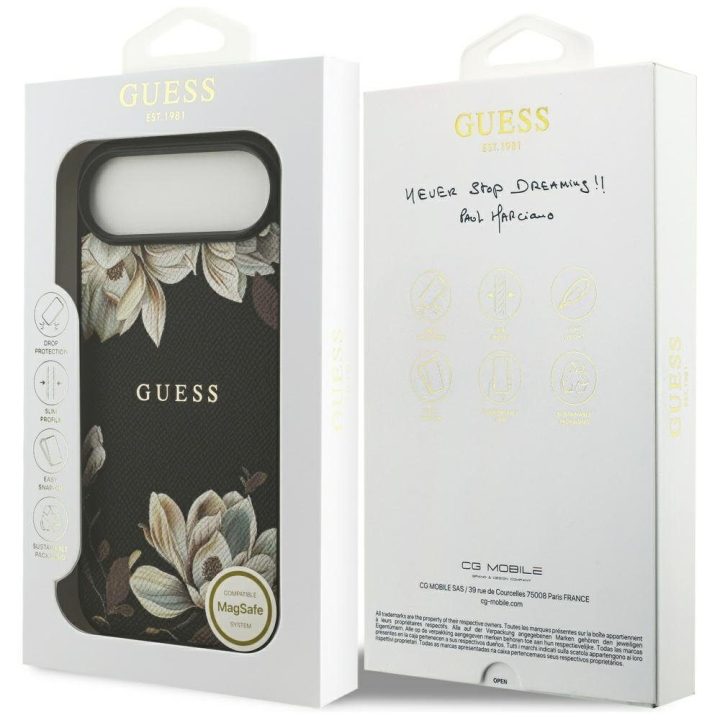 Telefono dėklas iPhone su gėlėmis juodas Guess