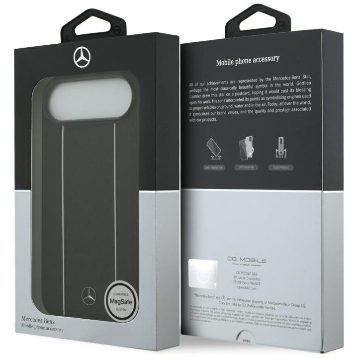 Telefono dėklas iPhone Air juodas odinis MagSafe Mercedes