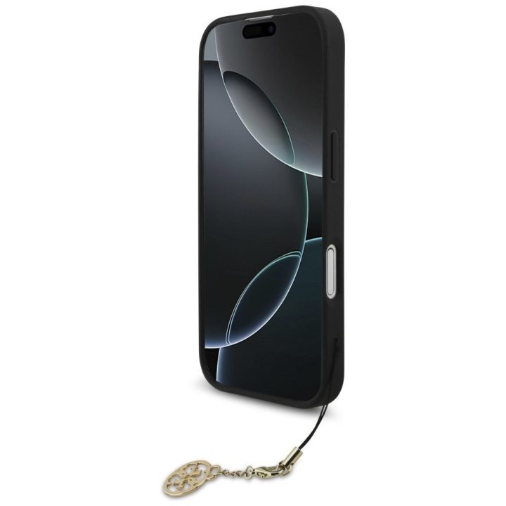 Telefono dėklas iPhone 17 juodas su pakabuku Guess