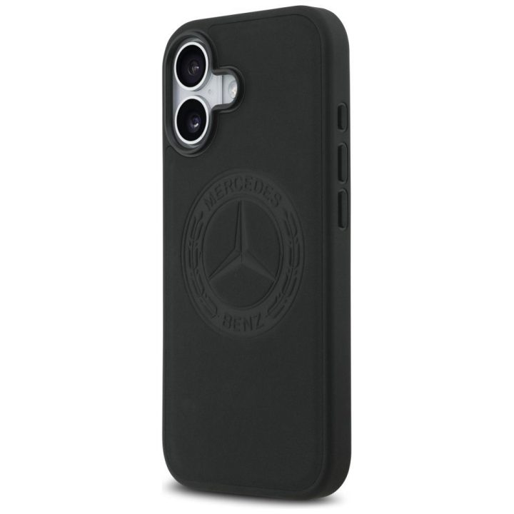 Telefono dėklas iPhone 17 juodas odinis Mercedes