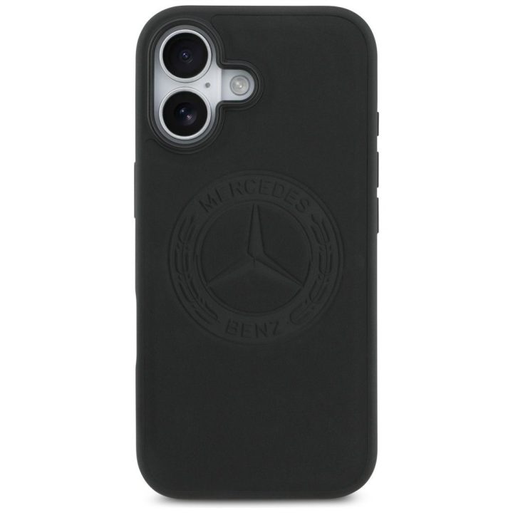Telefono dėklas iPhone 17 juodas odinis Mercedes