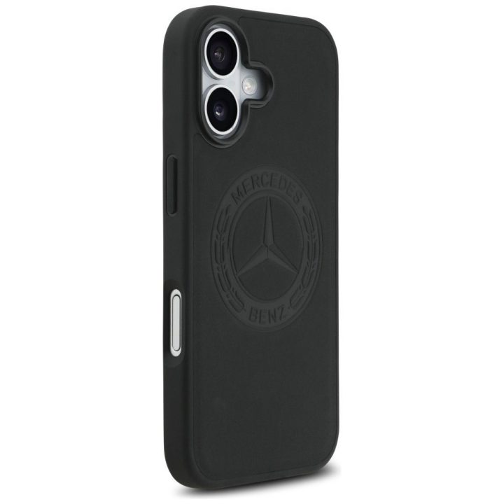 Telefono dėklas iPhone 17 juodas odinis Mercedes