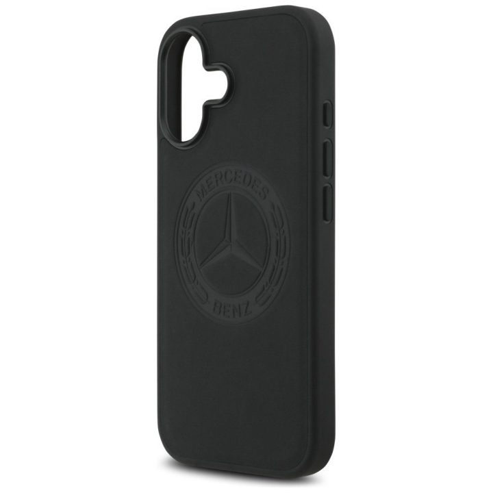 Telefono dėklas iPhone 17 juodas odinis Mercedes