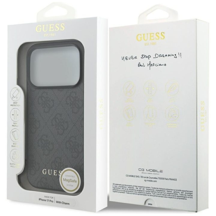 Telefono dėklas iPhone 17 Pro juodas su pakabuku Guess