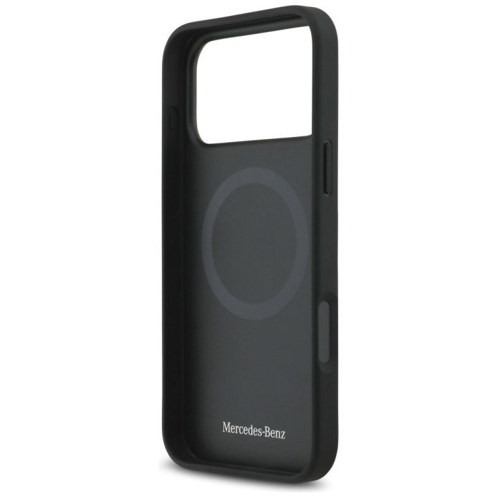 Telefono dėklas iPhone 17 Pro Max juodas oda Mercedes