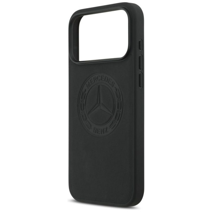 Telefono dėklas iPhone 17 Pro Max juodas oda Mercedes