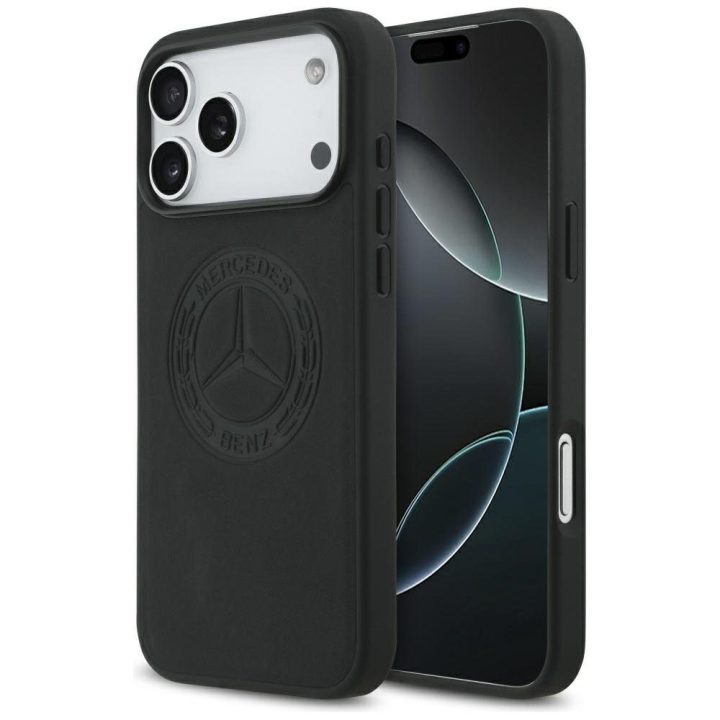 Telefono dėklas iPhone 17 Pro Max juodas oda Mercedes