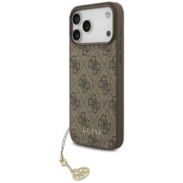 Telefono dėklas iPhone 17 Pro Max rudas su pakabuku Guess