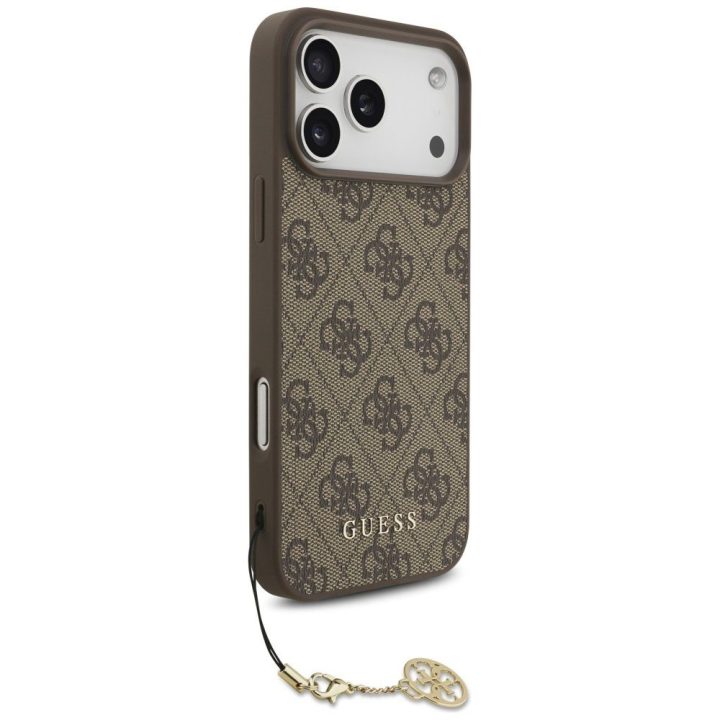 Telefono dėklas iPhone 17 Pro Max rudas su pakabuku Guess