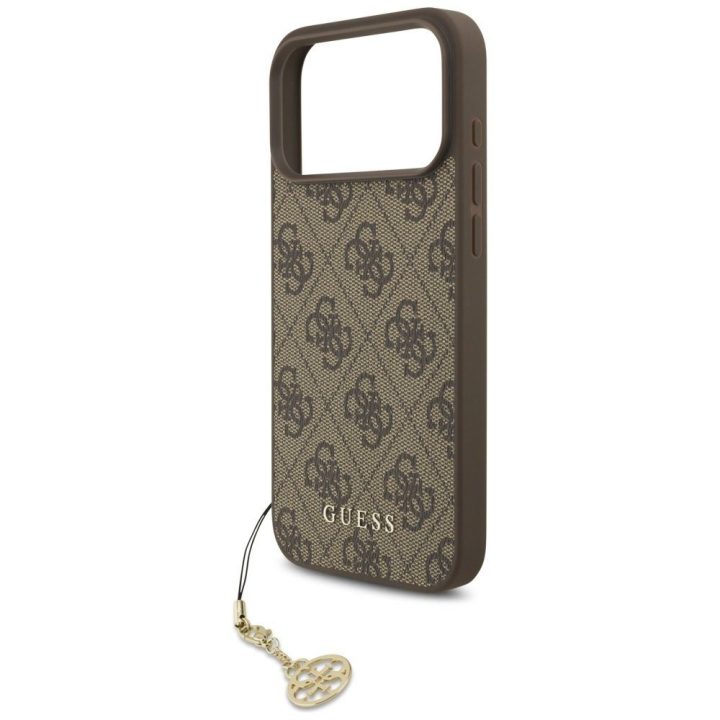 Telefono dėklas iPhone 17 Pro Max rudas su pakabuku Guess