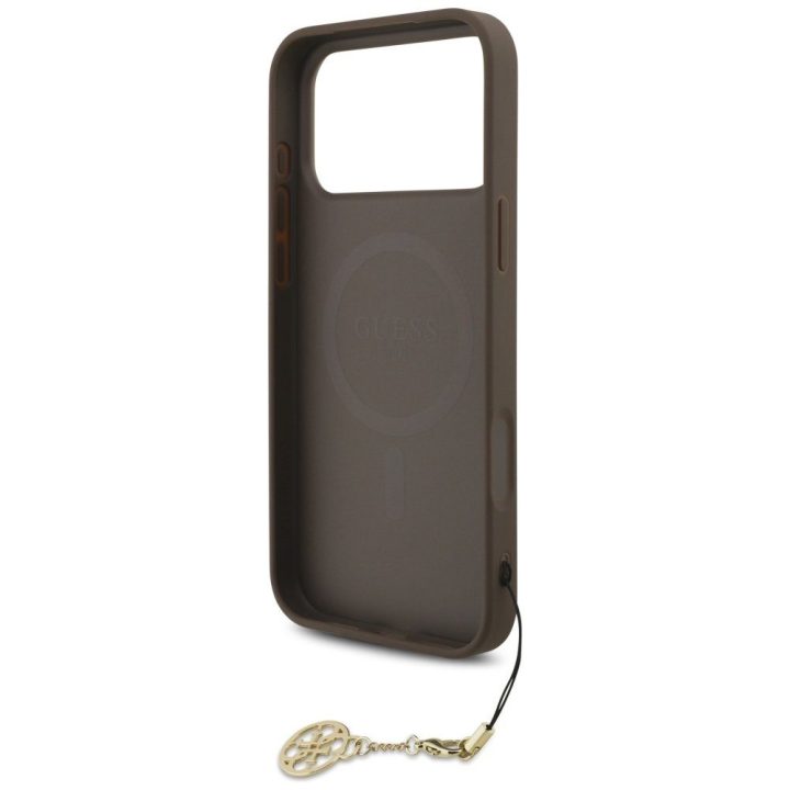 Telefono dėklas iPhone 17 Pro Max rudas su pakabuku Guess