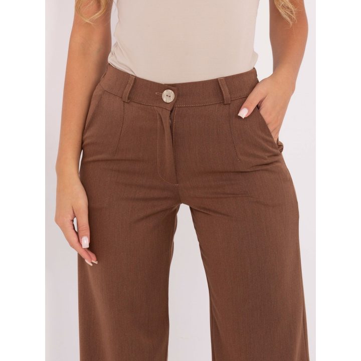 Rudos moteriškos kelnės aukštu liemeniu