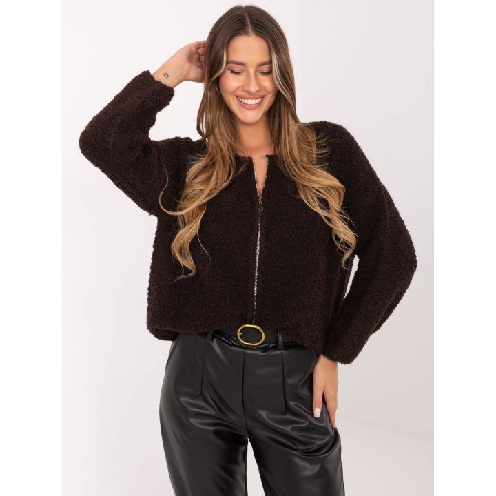 Megztinis moterims tamsiai rudas minkštas MOHITO