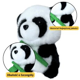Pliušinis panda žaislas su bambuku, 18 cm