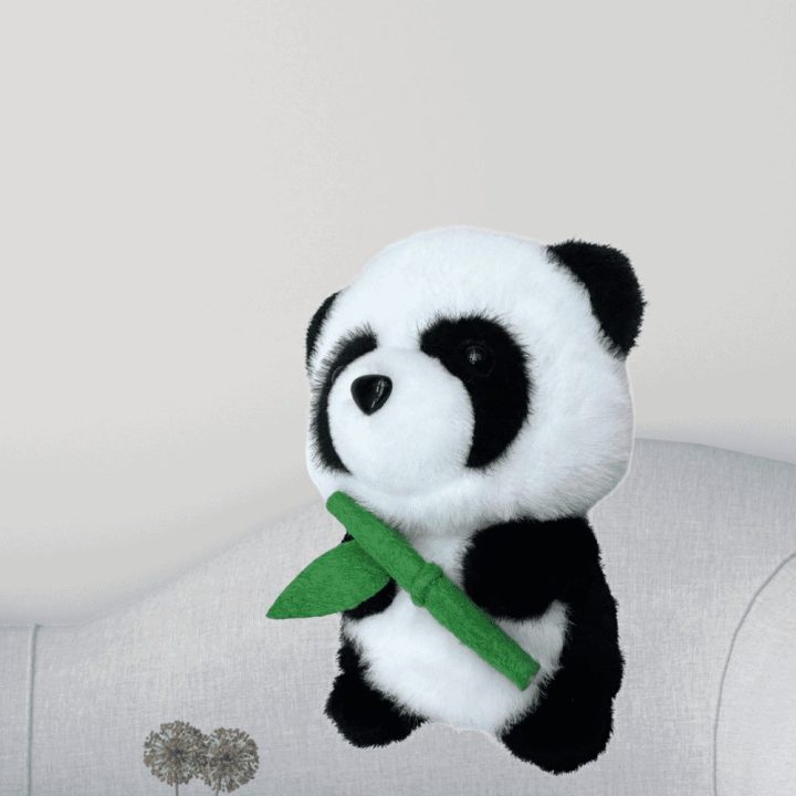Pliušinis panda žaislas su bambuku, 18 cm