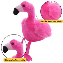 Rožinis pliušinis flamingo raktų pakabukas 12 cm