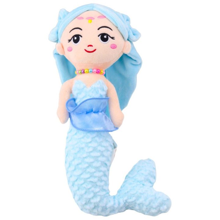 Mėlyna undinėlės formos minkšta lėlė vaikams 32 cm