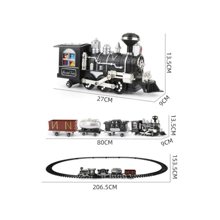 Elektrinis traukinuko rinkinys su garais, šviesomis ir garsu 206×153 cm