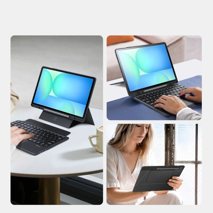 Planšetės dėklas su klaviatūra Samsung Tab S10 FE+ juodas
