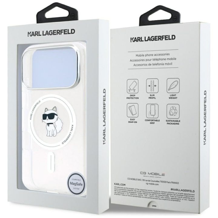 Permatomas telefono dėklas iPhone 17 Pro Max su MagSafe Karl Lagerfeld