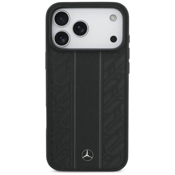 Telefono dėklas iPhone 17 Pro Max juodas odinis Mercedes