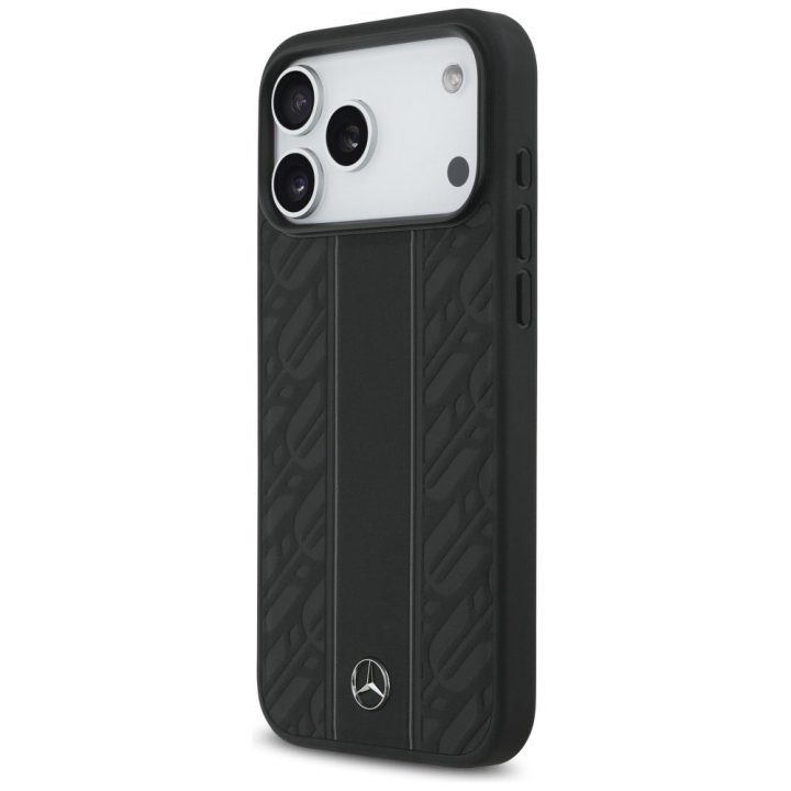 Telefono dėklas iPhone 17 Pro Max juodas odinis Mercedes