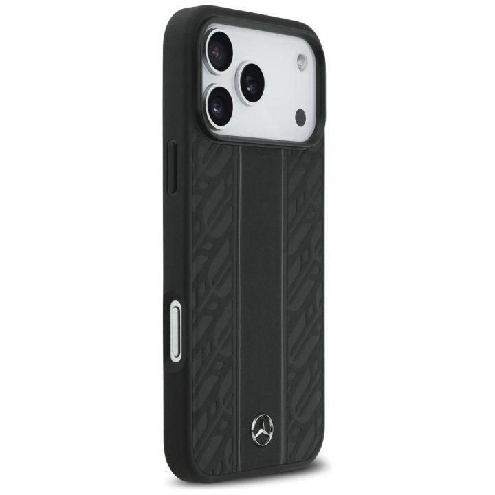 Telefono dėklas iPhone 17 Pro Max juodas odinis Mercedes