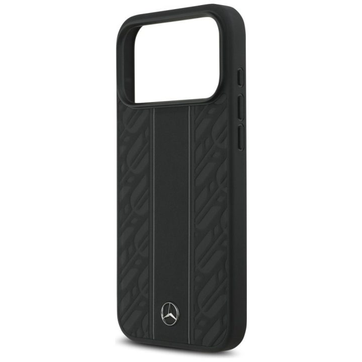 Telefono dėklas iPhone 17 Pro Max juodas odinis Mercedes